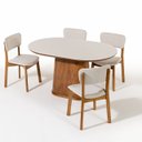 Ver imagem 2 de Mesa de Jantar Lina até 6 Lugares Orgânica com Vidro Off White 140x90cm