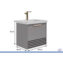 Ver imagem 3 de Gabinete Banheiro Suspenso Paraty c/Cuba 60cm Platina MGM