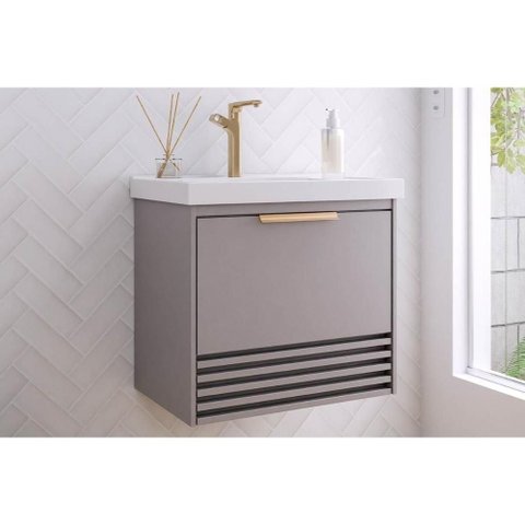 Gabinete Banheiro Suspenso Paraty c/Cuba 60cm Platina MGM