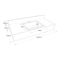 Bancada Porcelanato Banheiro com Pia Romã 100cm Preta Darabas - 3
