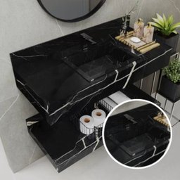 Bancada Porcelanato Banheiro com Pia Romã 100cm Preta Darabas - 2