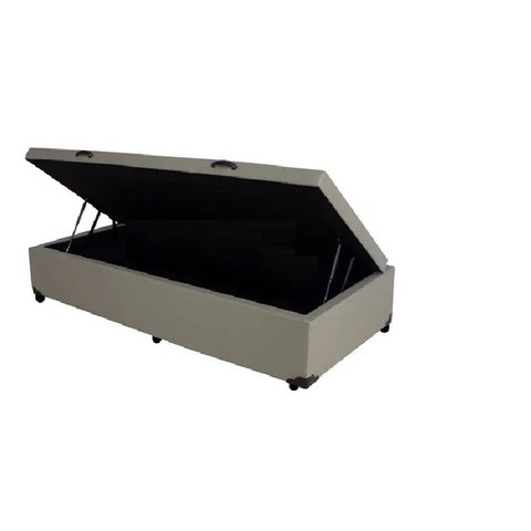 Cama Box Baú Solteiro Linhão Cinza Com Pistão A Gás