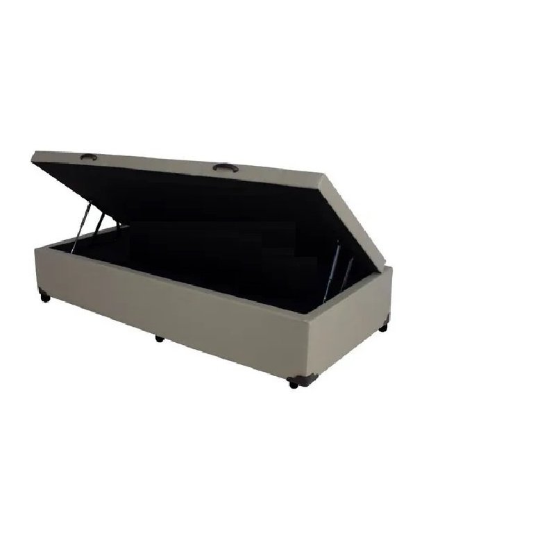 Cama Box Baú Solteiro Linhão Cinza Com Pistão A Gás
