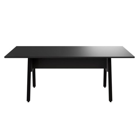Mesa de Reunião 200cm para 8 Pessoas com Tampo Chanfrado Industrial Executive Preto
