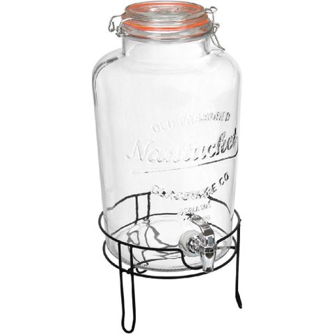 Refresqueira de Vidro 8L Transparente 47x25x25cm Suco Bebidas Torneira Festa