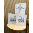 Ver imagem 5 de Kit 3 Quadros Infantis Transportes Aquarela 26x26 Moldura Filete Branca sem Vidro