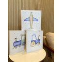 Ver imagem 4 de Kit 3 Quadros Infantis Transportes Aquarela 26x26 Moldura Filete Branca sem Vidro