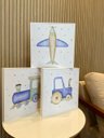 Ver imagem 4 de Kit 3 Quadros Infantis Transportes Aquarela 26x26 Moldura Filete Branca sem Vidro