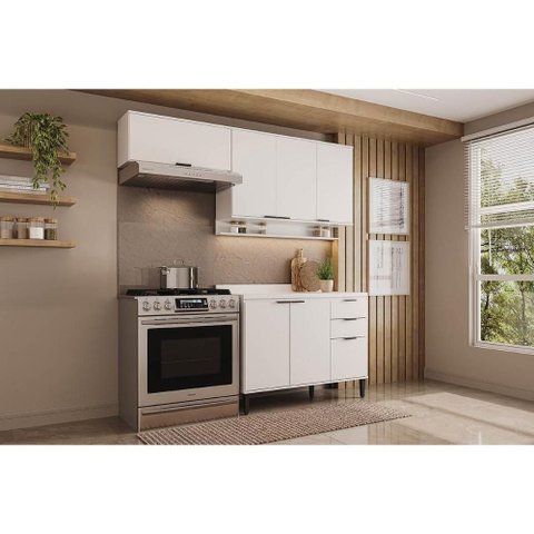 Cozinha Completa Alpha 3 Peças (2aéreos+1balcão) C3p32 Branco - Carraro