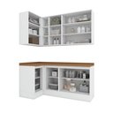 Ver imagem 2 de Lavanderia Modulada 05 Peças 100% MDF com Balcão e Aéreo Canto Reto e Tampo Branco HP/ Nature Americana