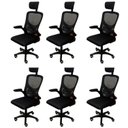 Ver imagem 1 de Kit 6 Cadeiras Escritório Presidente Tela Mesh Bogotá