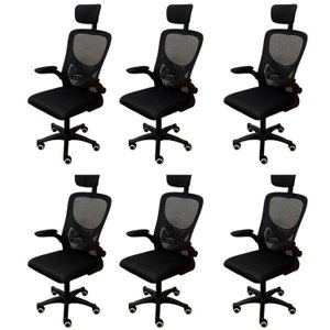 Kit 6 Cadeiras Escritório Presidente Tela Mesh Bogotá