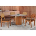 Ver imagem 1 de Conjunto: Mesa Sala Jantar Maldivas Tampo c/ Vidro Curvo 90cm+4 Cadeiras Havana Naturale/Off White