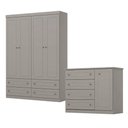 Ver imagem 1 de Conjunto Guarda Roupa e Cômoda Americana Henn 2 Peças 5 Portas 8 Gavetas