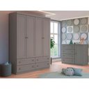 Ver imagem 2 de Conjunto Guarda Roupa e Cômoda Americana Henn 2 Peças 5 Portas 8 Gavetas