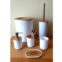 Ver imagem 2 de Kit Lavabo Porta Cotonete Ou Algodão Tampa De Bambu 6 Peças