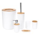 Ver imagem 7 de Kit Lavabo Porta Cotonete Ou Algodão Tampa De Bambu 6 Peças