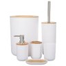 Kit Lavabo Porta Cotonete Ou Algodão Tampa De Bambu 6 Peças - 1