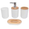 Kit Lavabo Porta Cotonete Ou Algodão Tampa De Bambu 6 Peças - 6