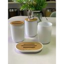 Ver imagem 4 de Kit Lavabo Porta Cotonete Ou Algodão Tampa De Bambu 6 Peças