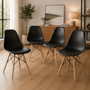 Ver imagem 3 de Kit 4 Cadeiras Eames Charles Eiffel para Sala de Jantar Moderna - Preta