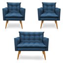 Ver imagem 1 de Kit 2 Poltronas Namoradeira 2 Lugares Azul Marinho