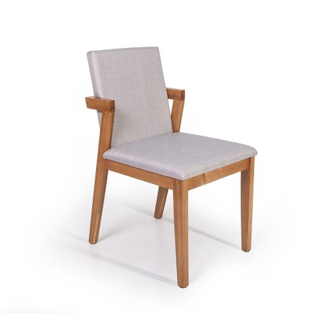 Cadeira de Jantar Estofada Luna - Cinza Claro