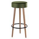 Ver imagem 5 de Kit 06 Banquetas Cozinha Londres Estofada D-33 com Pés de Madeira Couríssimo Verde - Desk Design