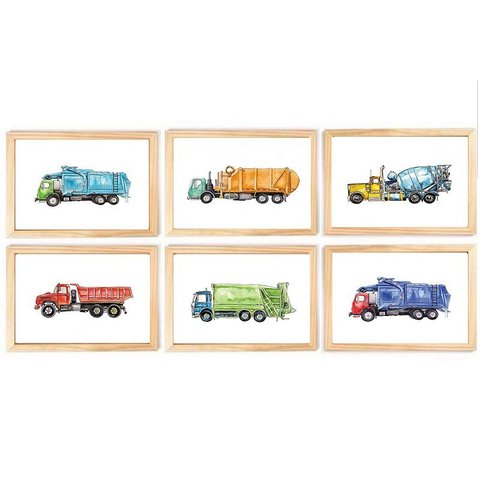 Kit Quadro Infantil Caminhões Transporte Decorativo Quarto Criança Bebê