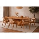 Ver imagem 1 de Sala de Jantar Opala 8 Lugares Tampo em MDF Cadeiras Estofadas Caramelo 200cm Sala Nobre