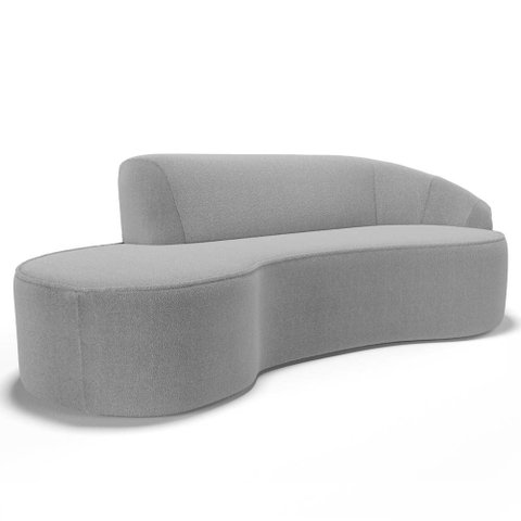 Sofá Living 4 Lugares 300cm Braço Direito Mozart D06 Bouclê Cinza - Mpozenato