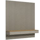 Ver imagem 2 de Painel Ripado para TV 85 pol com Bancada Suspensa Orgânica 258cm Slats L05 Tauari Gris Fosco - Lyam