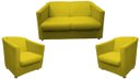 Ver imagem 1 de Kit Namoradeira + 2 Poltronas Decorativa Biane Couro Amarelo Pés Cromado Mz Decor