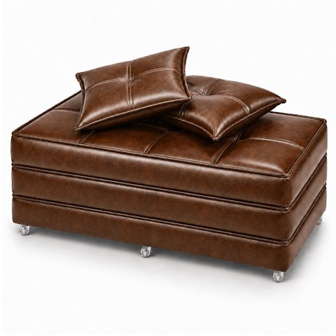 Puff Cama Casal Dobravel 130cm com Rodizios e Almofada Cor: Corissimo Wisk