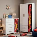 Ver imagem 2 de Guarda Roupa Infantil 3 Portas 2 Gavetas e Comoda 4 Gavetas 1 Porta Mdf Livia Vermelho Decmade