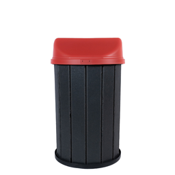 Lixeira Madeira Plástica 100 Litros - 70 Cm:cinza/vermelho - 3
