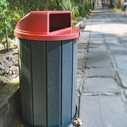 Lixeira Madeira Plástica 100 Litros - 70 Cm:cinza/vermelho - 2