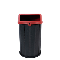 Lixeira Madeira Plástica 100 Litros - 70 Cm:cinza/vermelho - 1