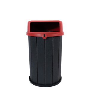 Lixeira Madeira Plástica 100 Litros - 70 Cm:cinza/vermelho
