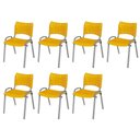 Ver imagem 2 de Cadeira Iso Base Cinza, Igreja, Escola, Escritório - Amarelo Kit 7 Peças