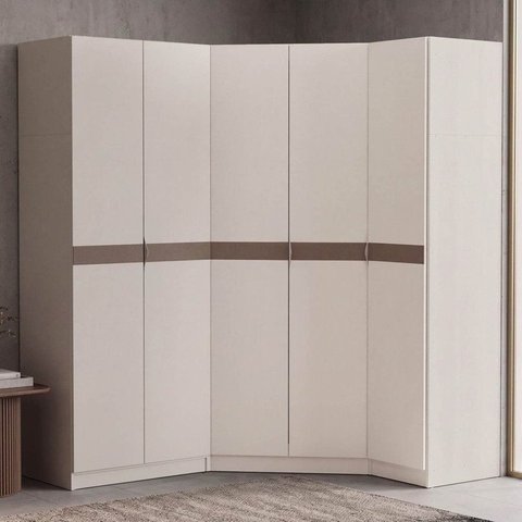 Guarda Roupa Planejado de Canto Oblíquo 5 Portas 3 Peças Hera CabeCasa MadeiraOriginals Cream