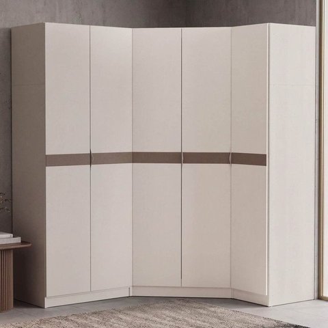 Guarda Roupa Planejado de Canto Oblíquo 5 Portas 3 Peças Hera CabeCasa MadeiraOriginals Cream