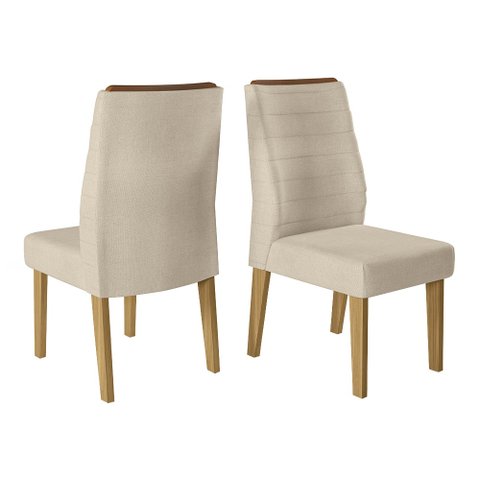 Conjunto Com 2 Cadeiras Para Sala de Jantar Carvalho Europeu/Linho Árido Banana Bit