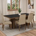 Ver imagem 1 de Conjunto Sala de Jantar Sarlat 6 Lugares Tampo MDP Pés Trapézio Rustic-Preto-Imperial 160cm Madesa