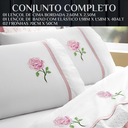 Ver imagem 6 de Conjunto Cama Casal Queen Size Stella Bordado 100% Algodão Athena:rosa