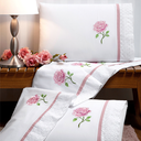 Ver imagem 1 de Conjunto Cama Casal Queen Size Stella Bordado 100% Algodão Athena:rosa
