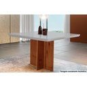 Ver imagem 1 de Mesa P/ Cozinha Berlim C/ Tampo 90x90cm Madeirado Vidro Canto Curvo - Imbuia Ripado 3d/off White -