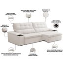 Ver imagem 4 de Sofá Retrátil Reclinável Living 230cm Ártico F04 Bouclê Cru