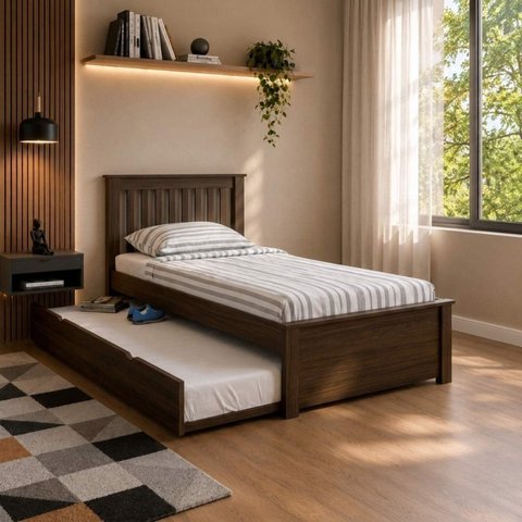 Cama + Cama Auxiliar Solteirão Ecoconfort Imbuia Spot