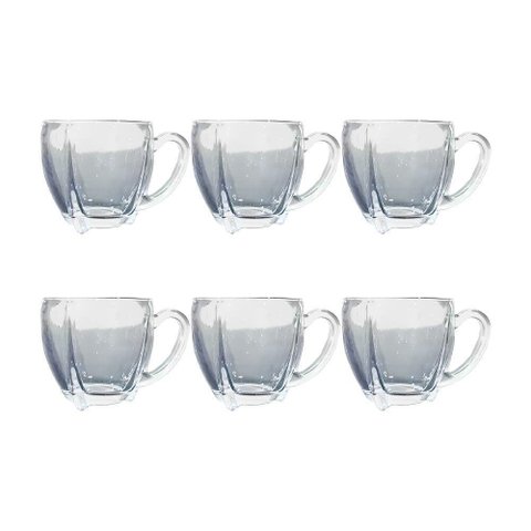 Kit 6 Xícaras de Café Vidro Love em Casa Tem 195ml